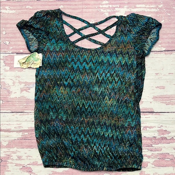 Women's Multicolor Top with Crisscross Detail - Picture 7 of 7